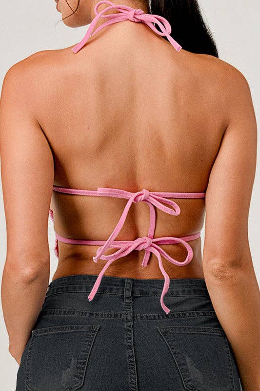 DENIM BUTTERFLY CROP TOP
