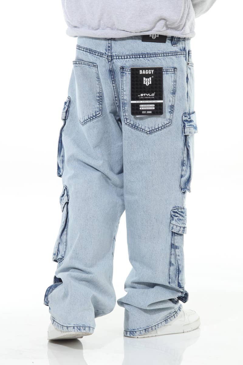6 Pocket Acid Wash Baggy Jeans