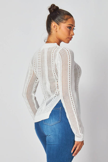 SEE THROUGH LONG SLEEVE KNIT TOP