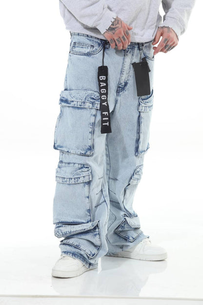 6 Pocket Acid Wash Baggy Jeans