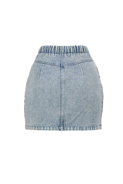 SIDE POCKET DENIM MINI SKIRT