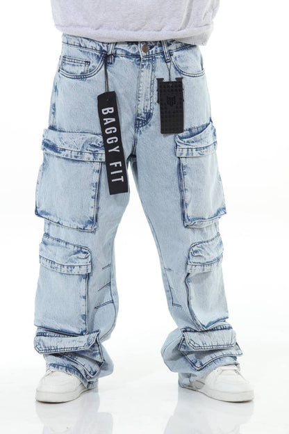 6 Pocket Acid Wash Baggy Jeans