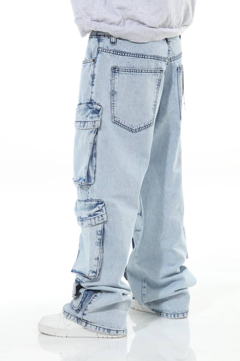 6 Pocket Acid Wash Baggy Jeans