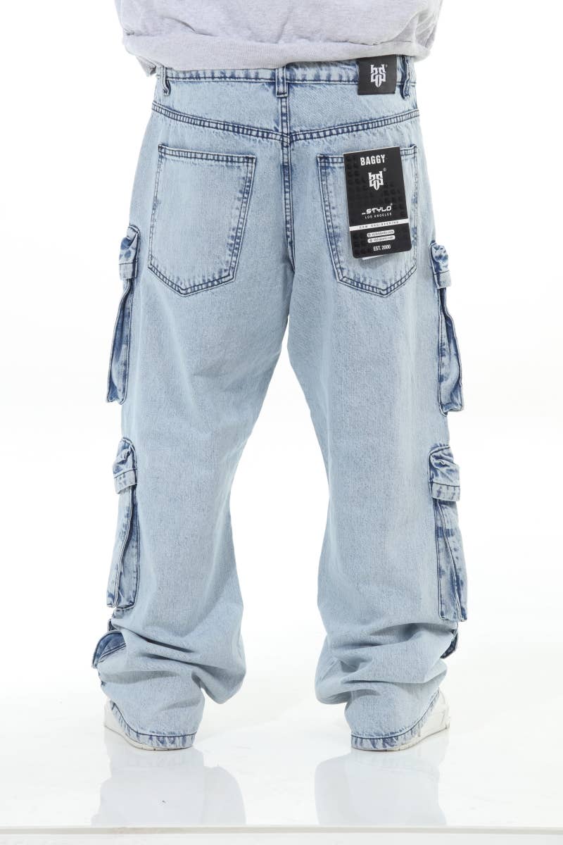 6 Pocket Acid Wash Baggy Jeans