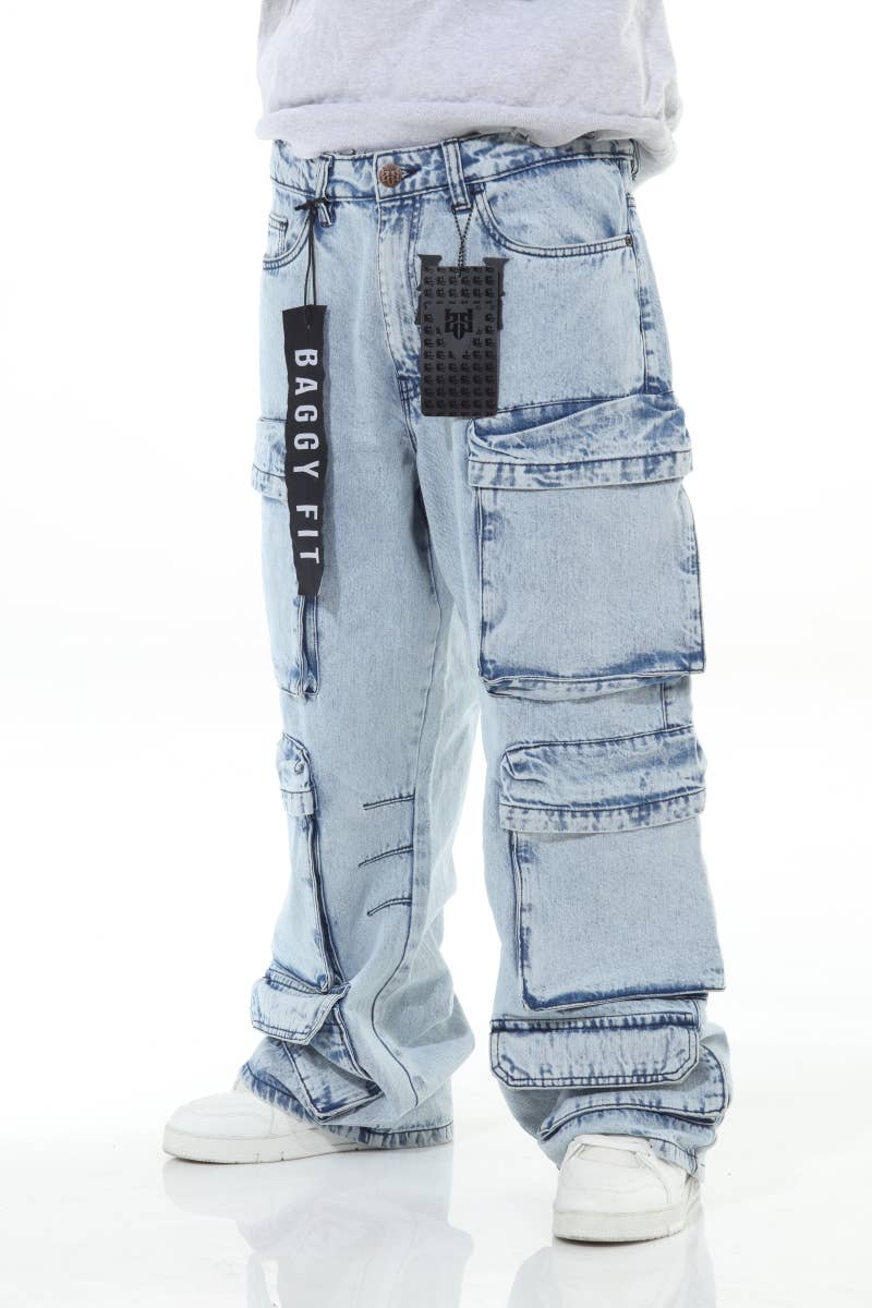 6 Pocket Acid Wash Baggy Jeans