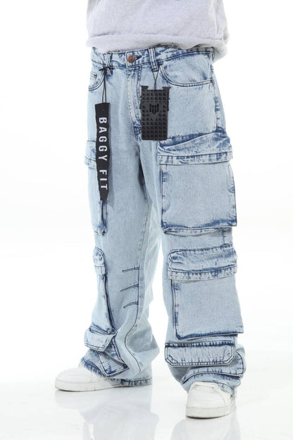 6 Pocket Acid Wash Baggy Jeans