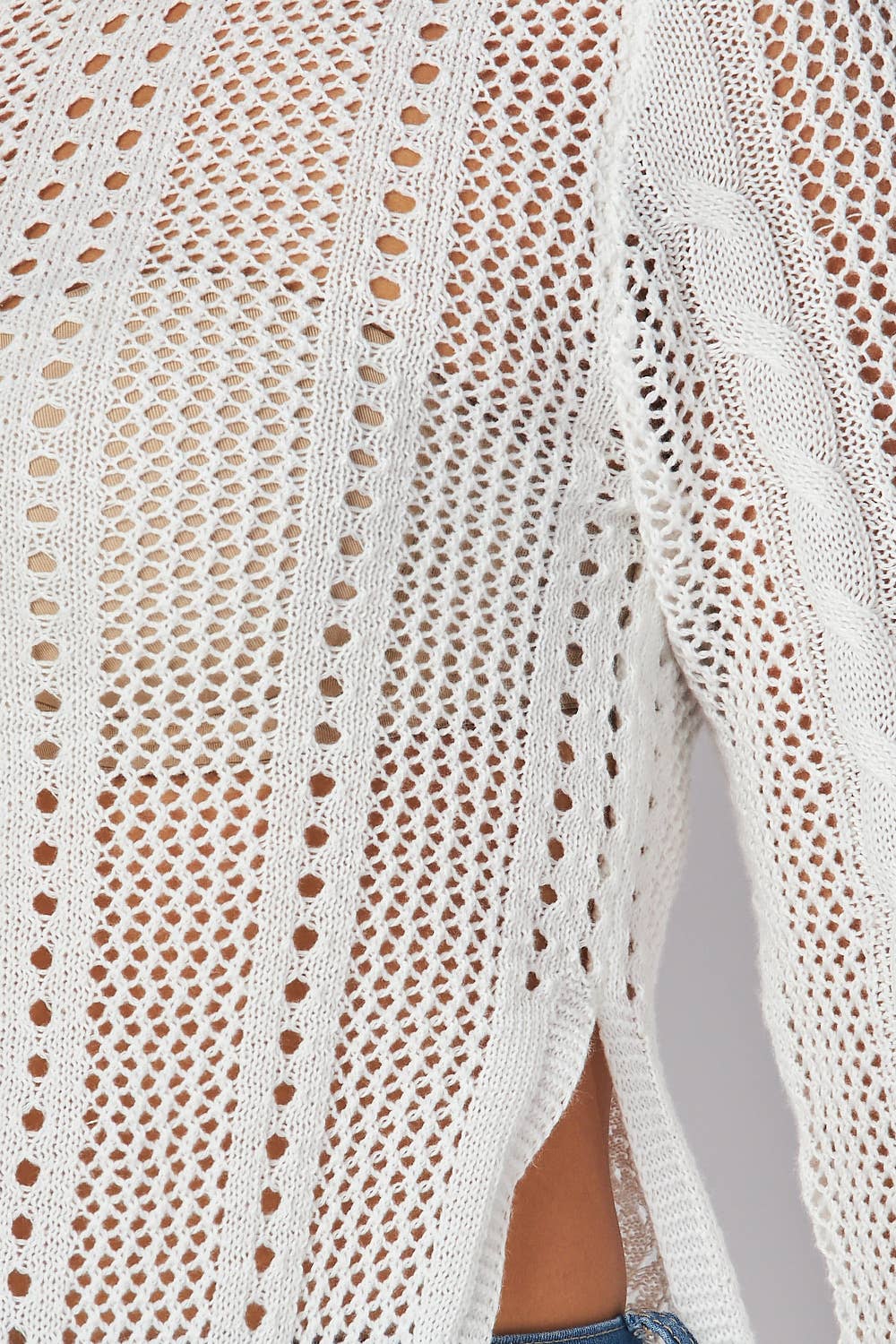 SEE THROUGH LONG SLEEVE KNIT TOP