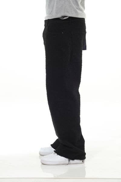 Black Textured Denim Baggy