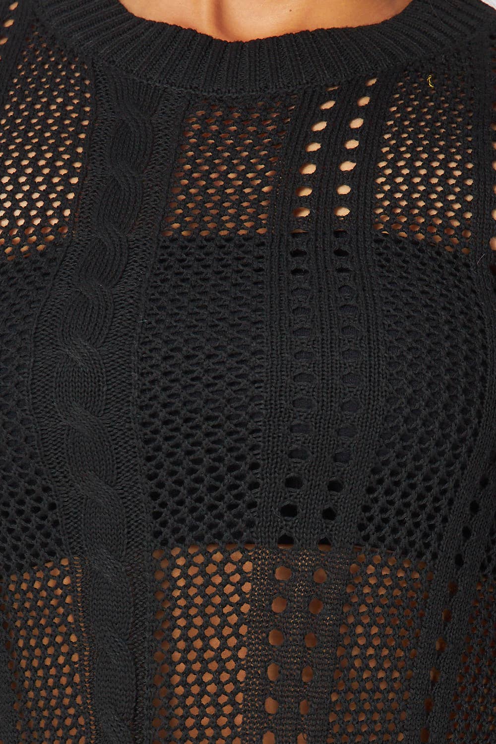 SEE THROUGH LONG SLEEVE KNIT TOP