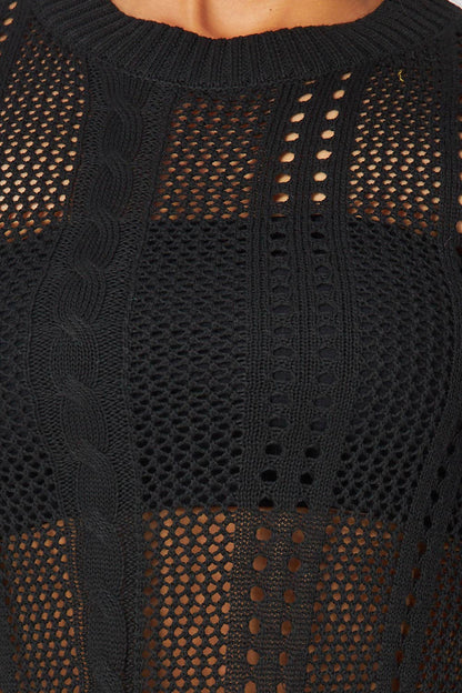 SEE THROUGH LONG SLEEVE KNIT TOP