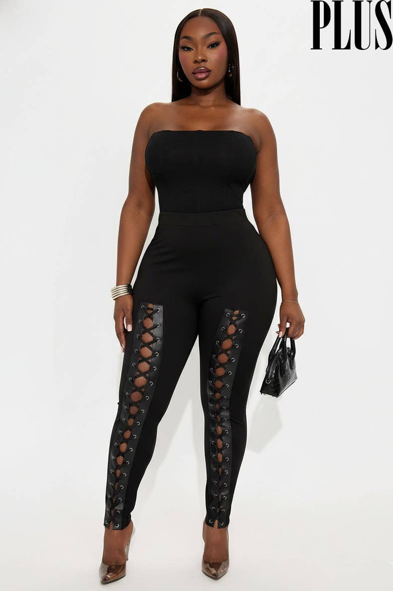 LEG LACE UP DETAILED LEGGINGS