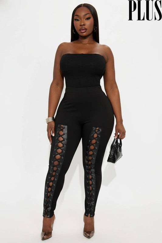 LEG LACE UP DETAILED LEGGINGS