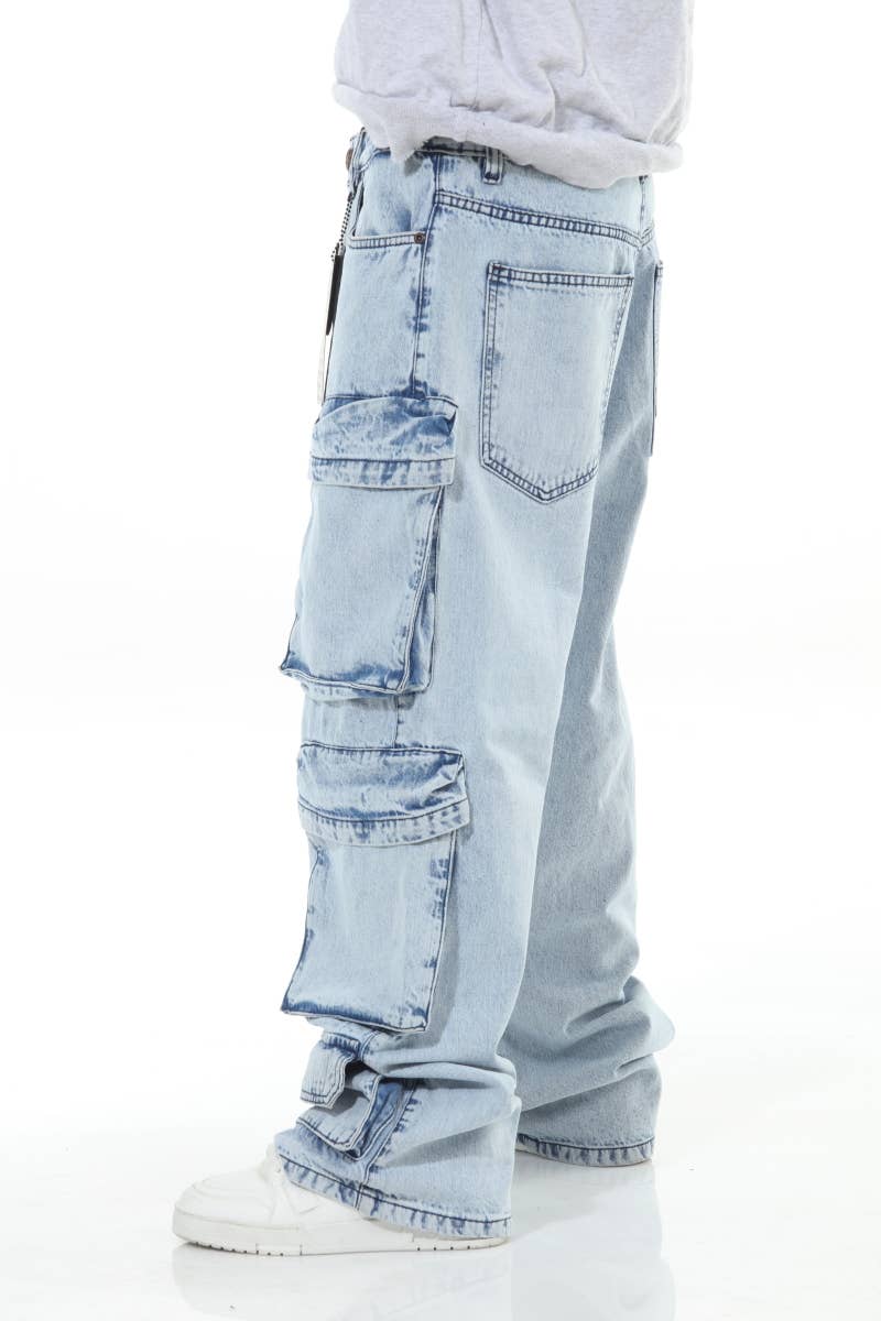 6 Pocket Acid Wash Baggy Jeans