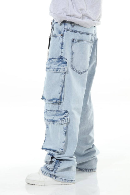 6 Pocket Acid Wash Baggy Jeans