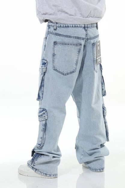 6 Pocket Acid Wash Baggy Jeans
