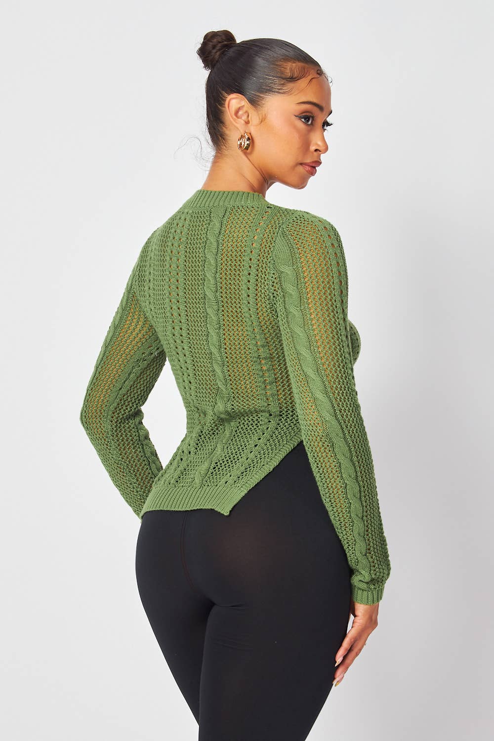 SEE THROUGH LONG SLEEVE KNIT TOP
