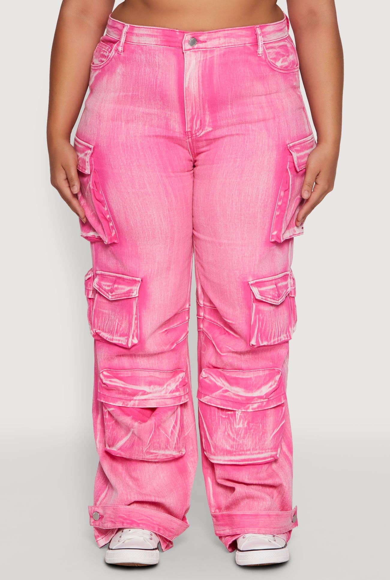 WASHED DENIM CARGO JEANS