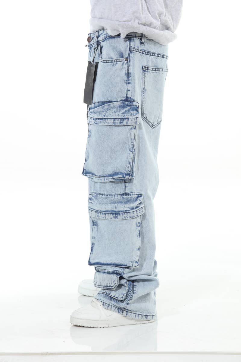 6 Pocket Acid Wash Baggy Jeans