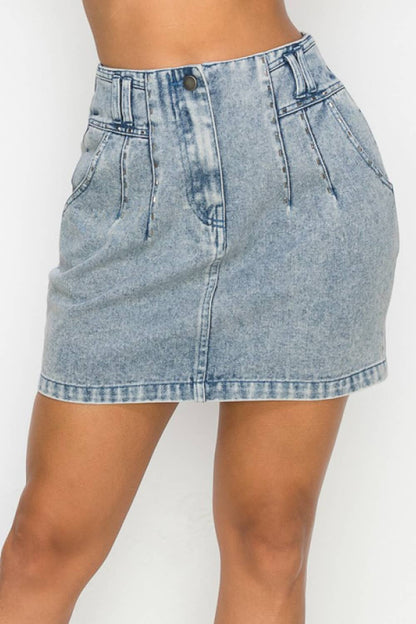 SIDE POCKET DENIM MINI SKIRT