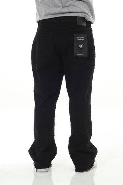 Black Textured Denim Baggy