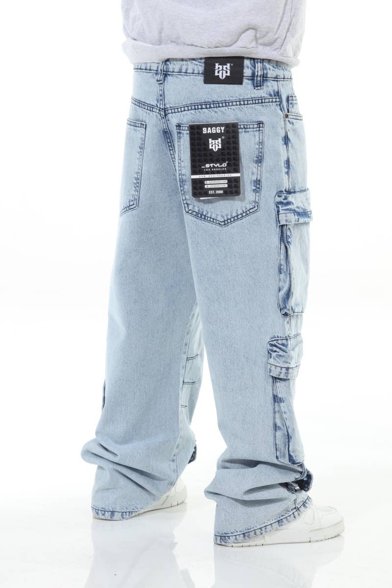 6 Pocket Acid Wash Baggy Jeans