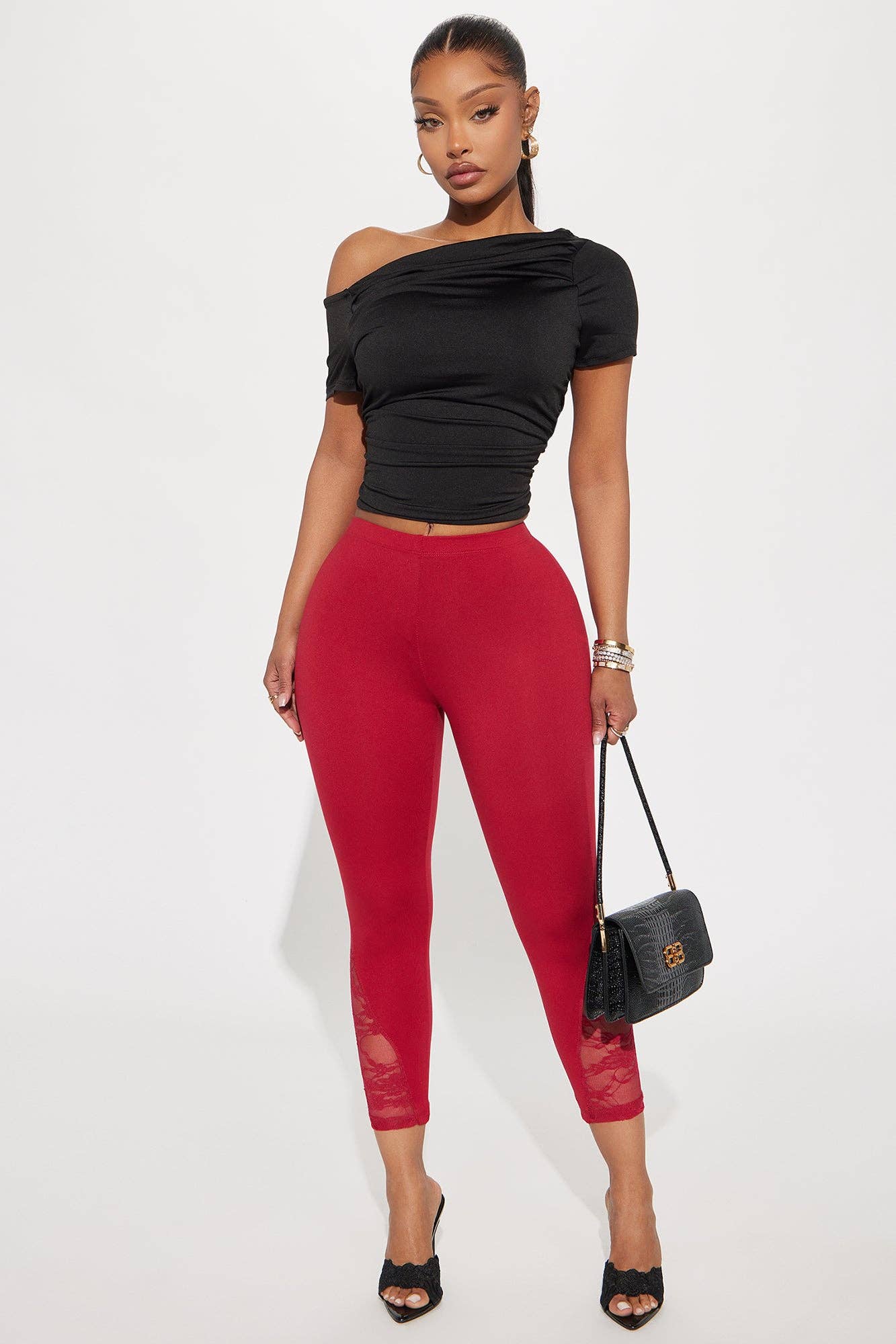 ASYMMETRICAL SHOULDER RUCNED TOP